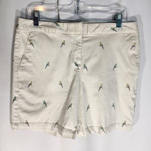 IZOD NWOT Ivory Parakeet Birds Print Shorts Size 10